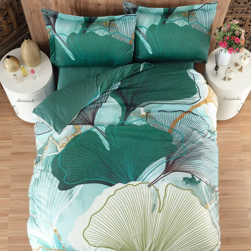СПАЛНЯ ГОЛЯМА ПАМУЧЕН САТЕН DF ПЕЧАТ -  ВОДНИ ЛИСТА - 79.90&euro;